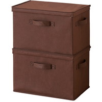 アイメディア フタ付整理箱 set ブラウン 1007675 収納ケース(ふた付きボックス) 1組(2個)