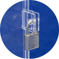 ササガワ アクリル募金箱 ロックキー付 本体H160×W150×D80mm,シール(一片)H30×W88mm 1台袋入 1台 325640 店頭備品