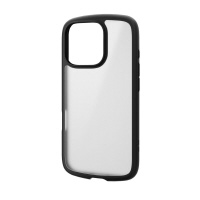 エレコム iPhone 16 Pro ハイブリッドケース TOUGH SLIM LITE フレームカラー 背面クリア シルキークリア ストラップシート付属 ブラック