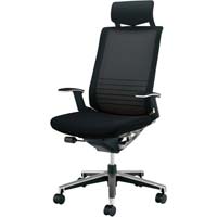 コクヨ INSPINE ブラックフレーム T型肘 ヘッドレストあり ウレタンキャスター